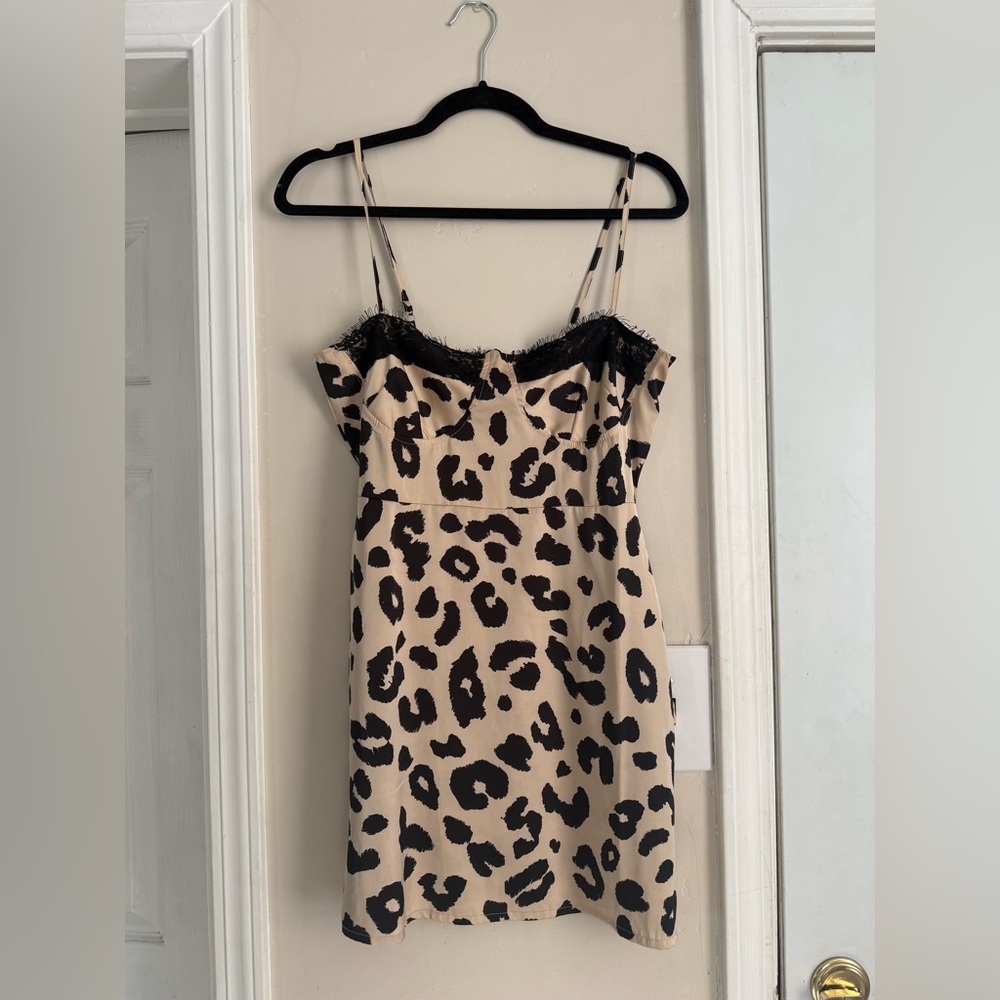 Nasty Gal Leopard Print Cami Dress - Black and Tan